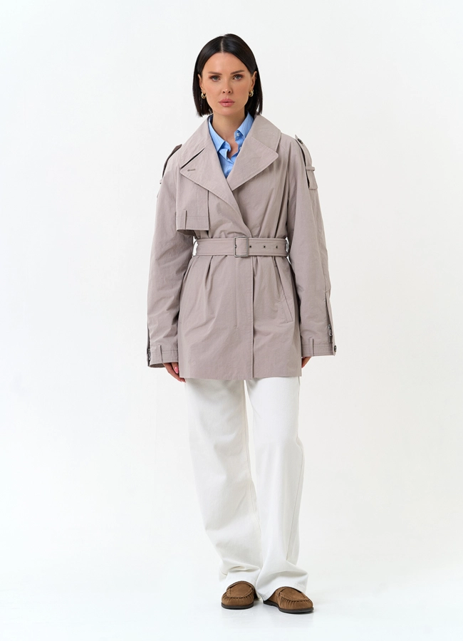 Женский плащ с поясом модель № 33194 универмаг малина