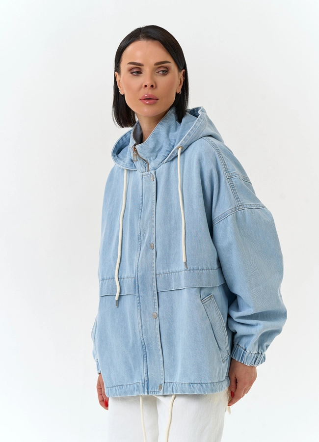 Женская джинсовая куртка с капюшоном модель № 33132 универмаг малина