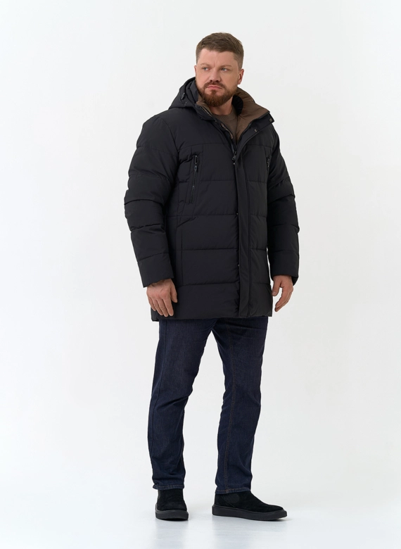 Мужской пуховик с капюшоном  фото