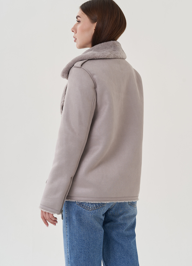 Дубленка из эко замши с английским воротником модель № 25406 универмаг малина