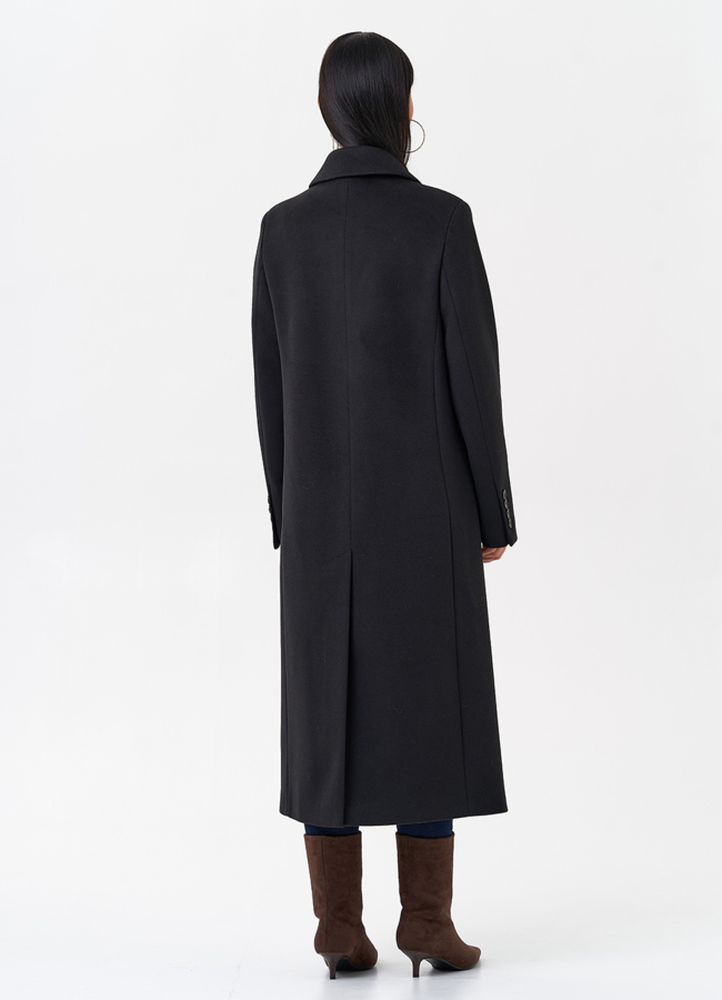 Длинное двубортное пальто с английским воротником модель № 29543 в кредит