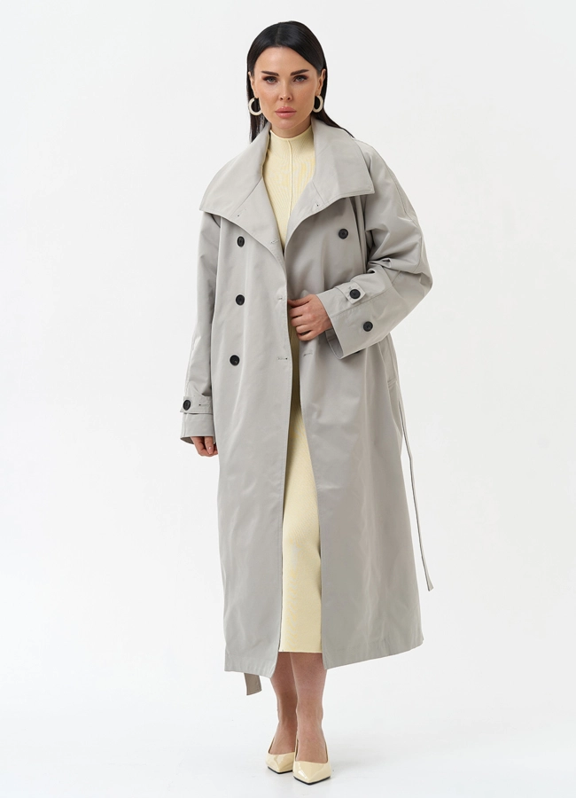 Длинный женский плащ  модель № 30269 меха малина