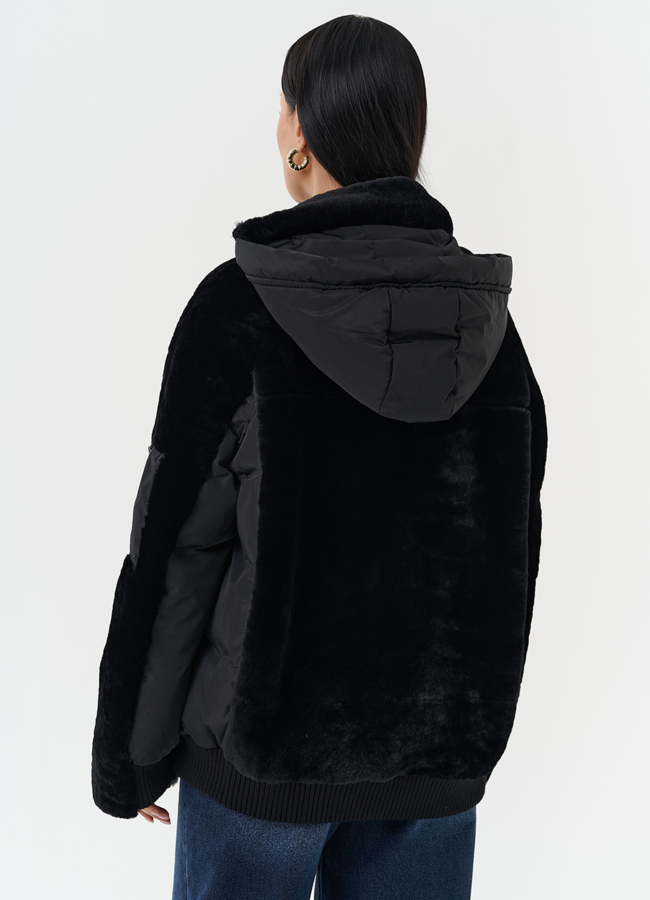 Комбинированная куртка с капюшоном модель № 28531 универмаг малина