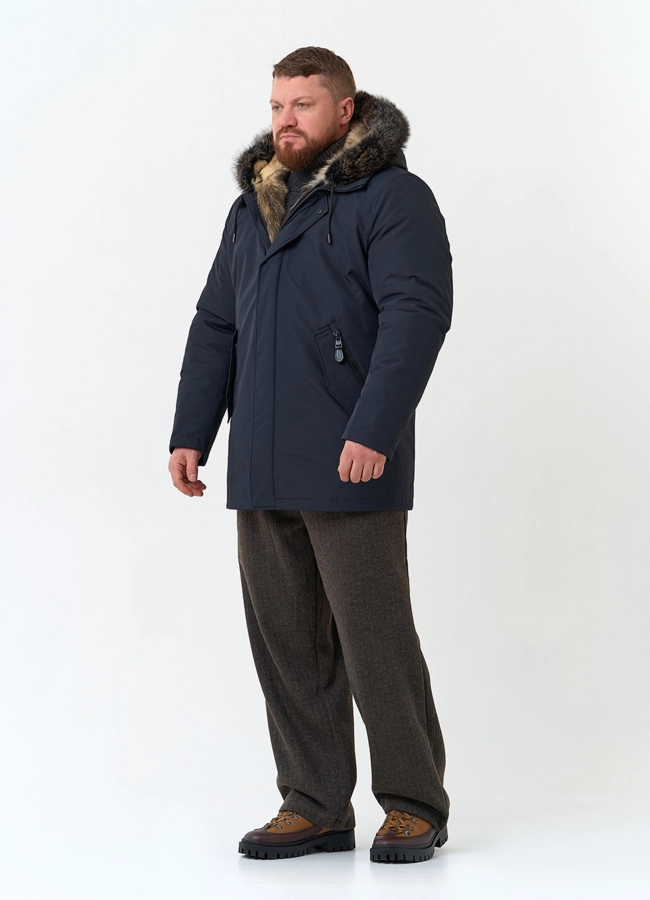 Парка мужская на мехе из волка модель № 34427 универмаг малина фото
