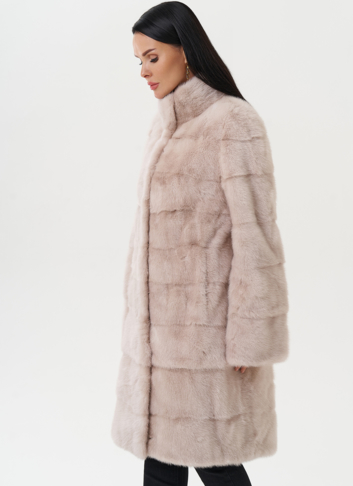 Светлая норковая шуба с воротником стойкой Светлая норковая шуба с воротником стойкой