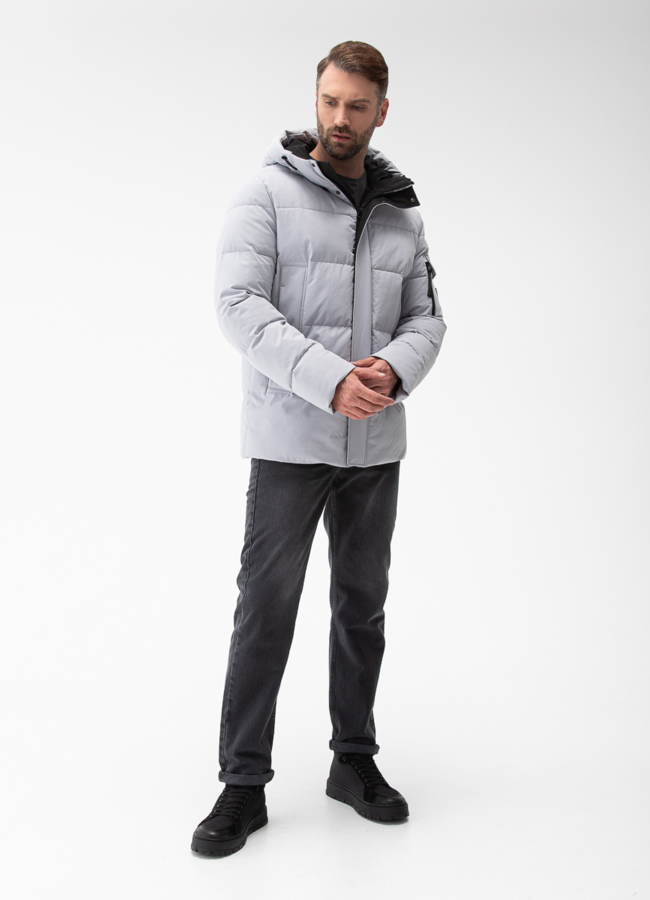 Мужской пуховик с капюшоном  модель № 27996 в кредит