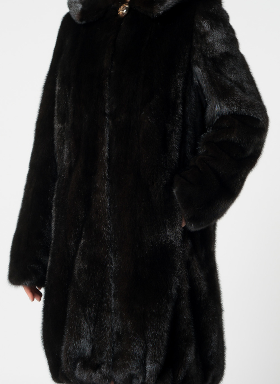 Норковая шуба с капюшоном