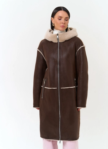 Женская дубленка из эко замши