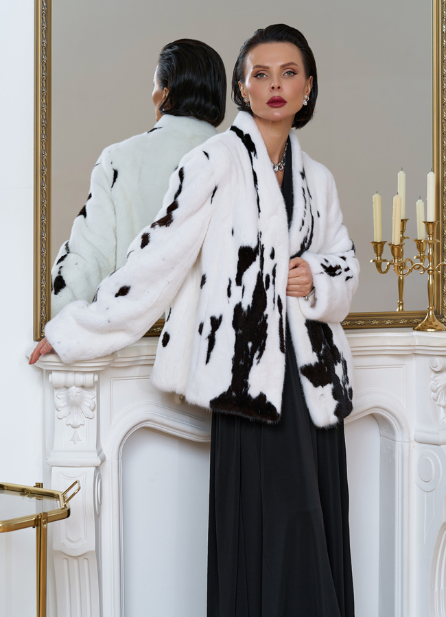 Жакет из меха норки в расцветке 