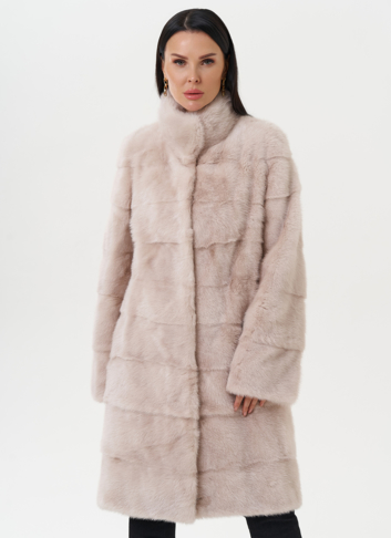 Светлая норковая шуба с воротником стойкой Светлая норковая шуба с воротником стойкой