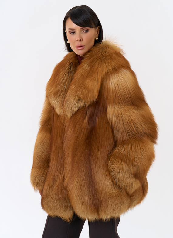 Шуба из рыжей лисы