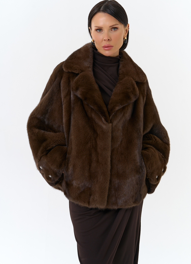 Укороченная шуба из меха норки  модель № 32031 в рассрочку