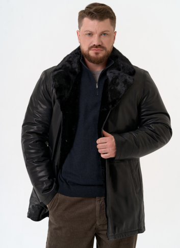 Мужская дубленка с английским воротником Мужская дубленка с английским воротником