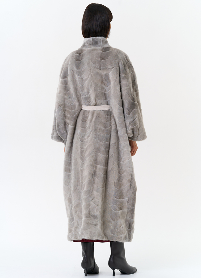 Шуба из меха норки с поясом модель № 31196 в рассрочку