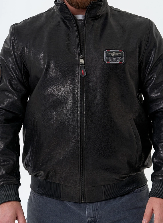 Мужская куртка бомбер из натуральной кожи