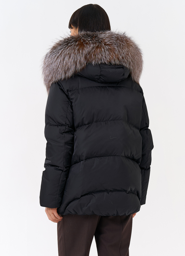 Женский пуховик с отделкой из меха блюфрост модель № 29488 в рассрочку