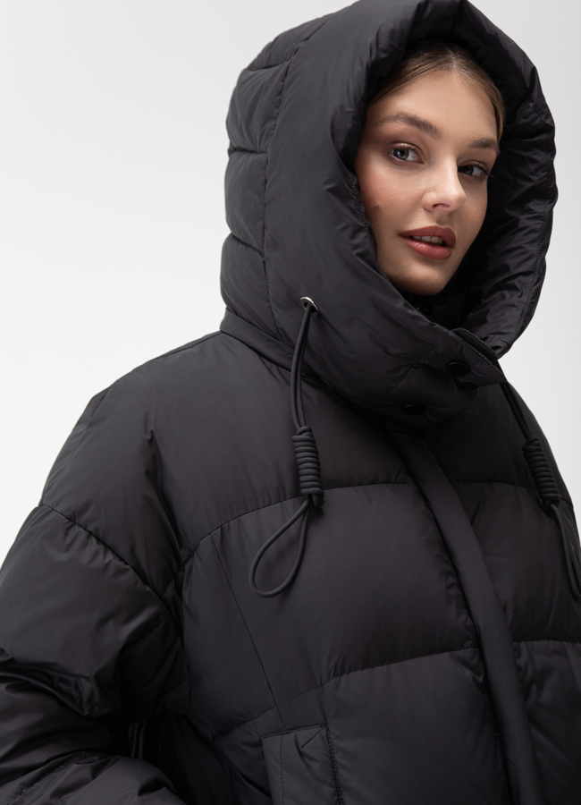 Женский пуховик с капюшоном  модель № 28013 универмаг малина