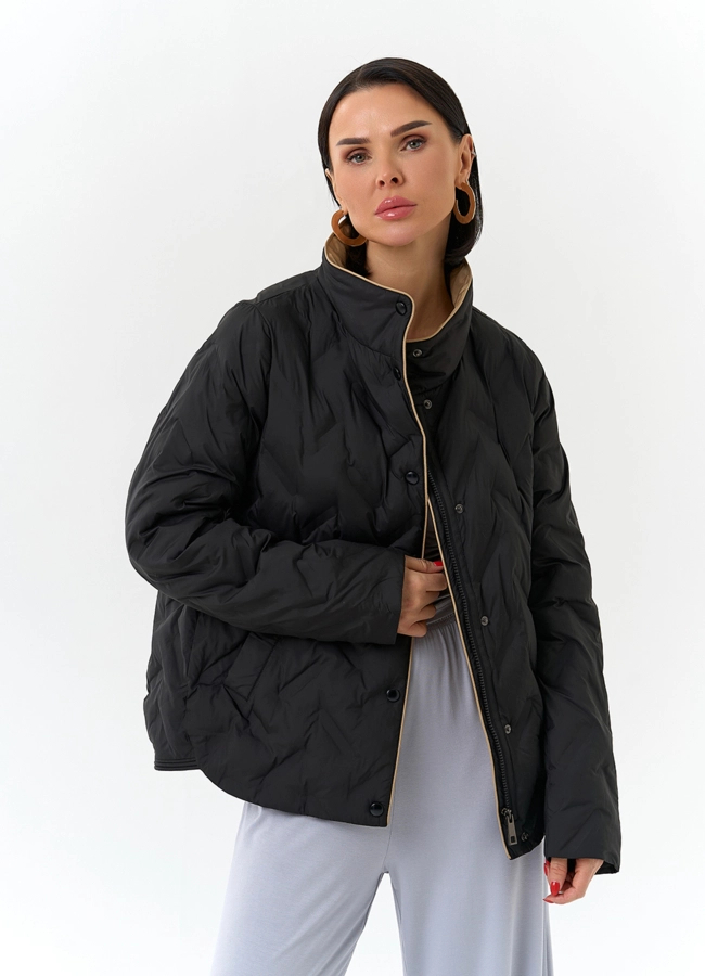 Женская куртка с воротником стойкой модель № 32569 меха малина